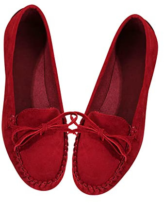 Women's Faux Suede Flat Loafers UK Sale Clearance Ladies Cushioned Casual Comfy Slip On Shoes Wide Fit Flats Sandals Bowknot Moccasins Walking Driving Shoe Solid Color Pumps Fashion Retro Loafer