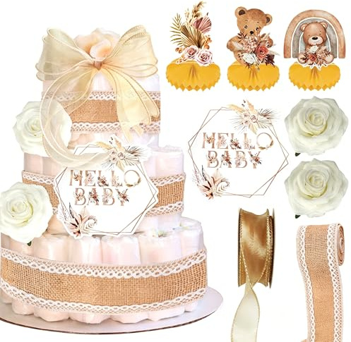 Boho Baby Shower Diaper Cake Decorating Kit Party Supplies Gender Reveal Decorations Baby Shower Gifts Cake Topper