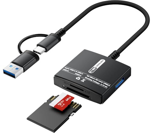 Loydia SD Card Reader USB C, 3 in 1 Adattatore da usb A/C a Scheda SD, MicroSD, USB3.0, Lettore di Schede sd adattatore per usbc scheda sd, compatibile con iPhone 15, Laptop, Tablet, Plug & Play