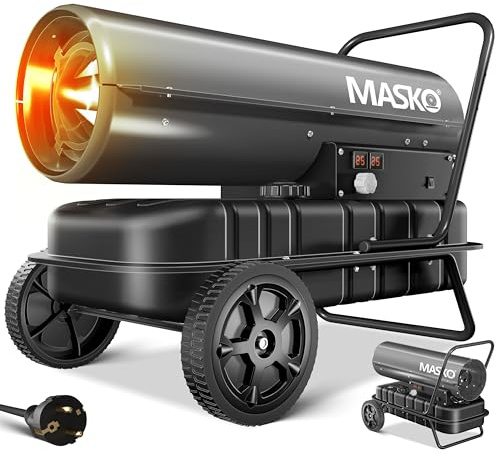 MASKO® Heizkanone 30kW Diesel Bautrockner Bauheizer Heißluftgenerator Heizgebläse 38L Tank mit Thermostat Ölheizer Luftstrom 750m³/h/Stunde Ölbeheizung Heizlüfter Heizstrahler Anthrazit