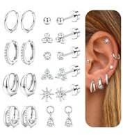 MILACOLATO 10 Paia Orecchini Donna Acciaio Chirurgico Oro Argento Set Orecchini Acciaio Inossidabile Cerchio Piccoli Cartilagine Orecchio Piercing Helix trago Ipoallergenico Multi Piercing Orecchio-AS