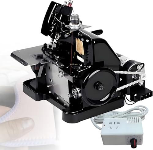Quixnova Máquina de Coser Industrial Profesional con Herramienta overlock - Remalladora/remalladora eléctrica de 250 W para múltiples Materiales: algodón, Lana y Prendas de Punto Black
