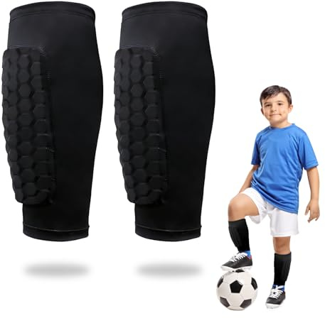 Swiftctrl 1 Par de Espinilleras de Fútbol y Esquí para Niño, Protector Espinillas Transpirables y Antigolpes, Protección de Pantorrilla para Baloncesto, Fútbol y Esquí, Ideal para Niños