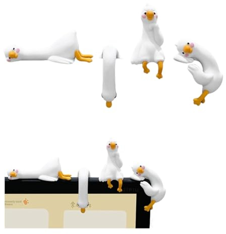 Figura de ganso de resina para decoración de monitor de computadora, adornos de escritorio de mini patos perezosos, adorables adornos de pato de escritorio, lindas estatuas de ganso para salpicadero