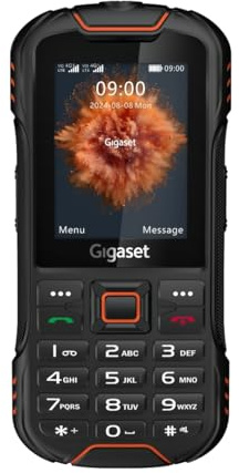 Gigaset GLX8 Plus Outdoor-Tastenhandy, IP68, 2,4-Zoll-LCD, Schwarz/Orange | 4G, dubbla SIM-kort, Bluetooth 5.0, 2,4-tums LCD-skärm, utan abonnemang, damm- och vattentålig (IP68), 2500 mAh-batteri