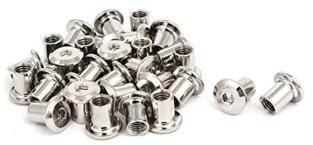 Sourcingmap M6x10mm Female Thread Hex Socket Head Barrel Nut Furniture Fittings 30pcs