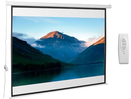 HOMCOM Pantalla Proyector Eléctrica Portátil Universal 100 Pulgadas Pantalla para Proyección Motorizada 4:3 con Control Remoto Cine en Casa Presentaciones Colgada de Pared