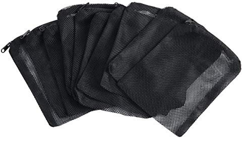 SLSON 12 Pcs Aquarium Filter Bag Nylon Media Mesh Bags Reusable Net Bags with Plastic Zipper for Fish Tank Bio Balls, Pelletized Carbon, Ammonia Remover and Ceramic Rings,Black