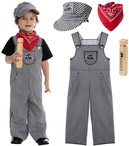 Spooktacular Creations Träningsdräkt för barn, unisex, barnkläder, Railroad Training Engineer för barn, pojkar, halloween, rollspel (12–24 månader)