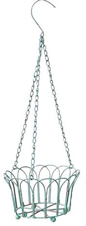 TentHome Blumenampel zum Hängen Blumentopf Hängend Metall Pflanzgefäß Hängetopf Pflanzkorb für Pflanzen Aufhänger Halter Hängepflanztopf für Garten Balkon, Innen- und Außen M, Grün