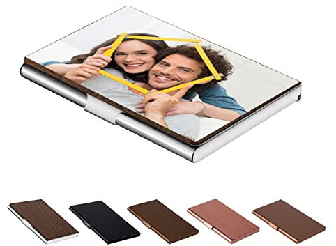 OXYEFEI Visitenkartenetui mit Gravur Personalisierte Benutzerdefinierte Logo Farbfoto&Text Brief Visitenkartenhalter für Männer Frauen