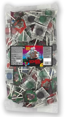 Caramelos Cerdán - Sucettes Zombie Tâche Langues | Différents Saveurs | Sans Gluten ni allergènes | Fêtes & Halloween | Sachet 150 pièces