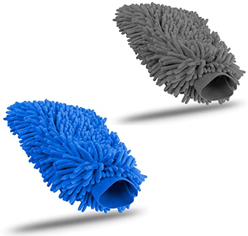 KUNSTIFY Guanto di lavaggio Accessori per auto Panno in microfibra Set di pulizia per auto Panno in microfibra Set di cura per auto Polacco per auto Panno in nanofibra (Blu scuro + Grigio)