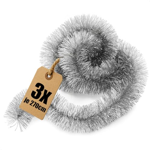 com-four® 3X Guirlande de Noël - Guirlande de sapins pour Une décoration de Noël Parfaite - Décoration de Noël - 270 cm