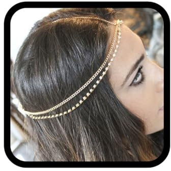 Runmi Kristall-Kopfkette, goldfarben, Braut-Stirnband, mehrlagiger Kopfschmuck, Festival-Haarschmuck für Braut und Brautjungfer