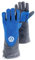 BRISA VW Collection - Volkswagen Grillhandschuhe-Ofen-Back-BBQ-Handschuhe, Schweißhandschuhe Hitzebeständig T1 Bus (Grau & Blau)