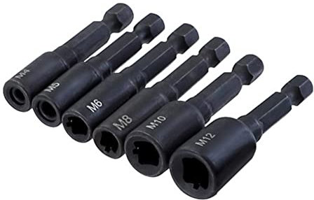 Veciado 1/4 Sechskantschaft Gewindebohrer Adapter HSS Gerade Geriffelter Gewindebohrer für Maschinelles Gewindeschneiden Gewindewerkzeug 6 StüCke