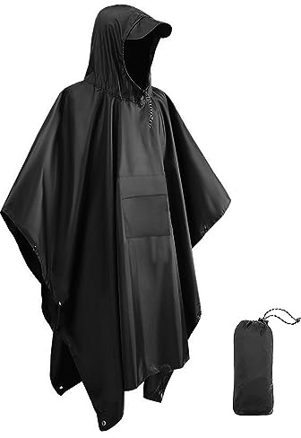MOXTOYU Waterproof Poncho Adult Big Size Lightweight Reusability Waterproof Ponchos for Men and Women Suitable for Outdoor Hiking Camping Cycling Traveling Waterproof Raincoat Green