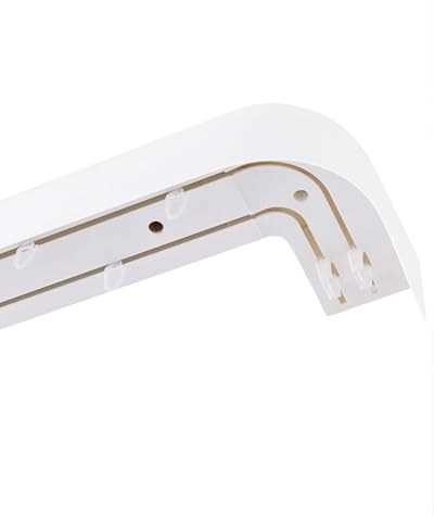 Garesa Gardinenschiene 2-läufig,Weiß I Vorhangschiene aus Kunststoff inkl. Gleiter I Vorgebohrt zur Deckenmontage I Mit Blende Farbe Weiß + Retoure I 340cm