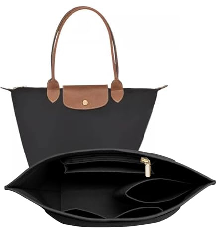 LOUKAYCCI Insert de rangement en feutre pour sac Longchamp Le Pliage L Noir