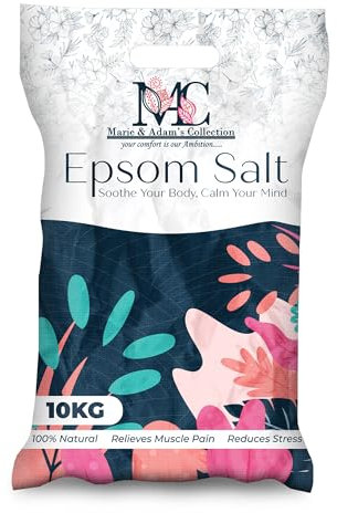 Pure Epsom Salts 10kg, Total Body Therapy, 100% Pure Premium Quality Magnesium Sulphate Traditional Bath Soak, Fine 1.4mm Easily Dissolvable Grain Size, Vegan Friendly