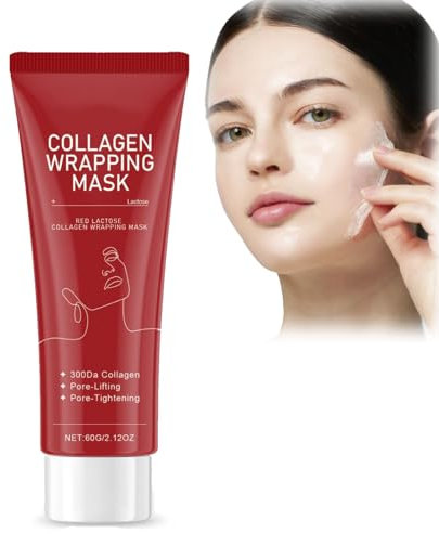 Red Lacto Collagen Wrapping Mask,Korean Skin Care Face Mask, Collagen Softening Peel Mask,Rote Laktose-Kollagen-Wickelmaske, Gesichtsmaske zur Faltenglättung,Strahlende Haut,Porenverkleinerung (1PC)