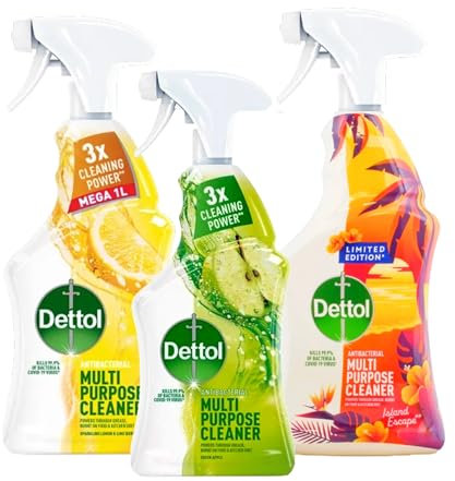 Multi Surface Cleaner Antibacterial Spray - Cleaning Spray Bundle of 3 - Iceland Escape 750ml, Citrus 750ml & Green Apple 500ml All Purpose Surface Cleaner Disinfectant Spray with Topline Card