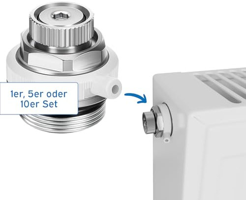 5x kör4u Vollautomatischer Heizkörper-Entlüfter 1/2 Zoll (12,7 mm) Messing vernickelt, Entlüftungsstopfen mit Rückschlagventil, selbstdichtend, für Heizungsanlagen