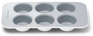 Caraway Nonstick Ceramic 6 Cup Muffin Pan – Non-Toxic, PTFE & PFOA Free – Oven Safe – Aluminized Steel Core – Small Muffin Pan for Baking Cupcakes, Muffins & More - White