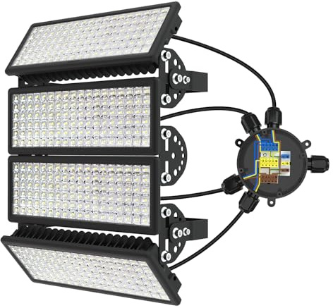 BERSUANG LED Strahler Außen Flutlicht 400W 56000LM 6500K Kaltweiß LED Fluter Außen IP67 Wasserdicht Flutlichtstrahler Verstellbarer 180° Halter Scheinwerfer für Garten, Sportplatz, Terrassen