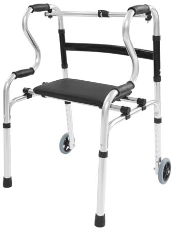 Donened - Gehbock Stabil mit Rädern, Gehwagen Leicht, Gehhilfen Klappbar, Höhenverstellbar75-90cm, für ältere Menschen, Behinderte, Schwangere