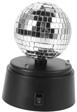 HAMPPLIES Luz LED Portátil Bola Discoteca con Espejo Giratorio y Efecto Estroboscópico para Escenario y Fiesta Batería No Incluida para Ktv Bares y Exteriores