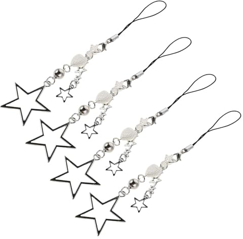WATIIFUFU 4 St Stjärnformade Telefonarmband Mobilkedja Nyckelring för Telefon Väska Kamera Charm Wristlet Strap Robust och Stilren Accessoar