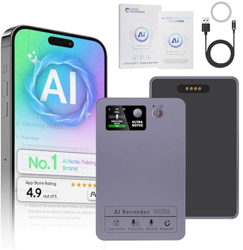 KI Digitales Diktiergerät, PlayDen 64G Diktiergerät für Vorlesungen, Meetings und Telefonate, KI-Transkription & Zusammenfassung, Unterstützung für 152 Sprachen, App-Steuerung und über 27 Vorlagen