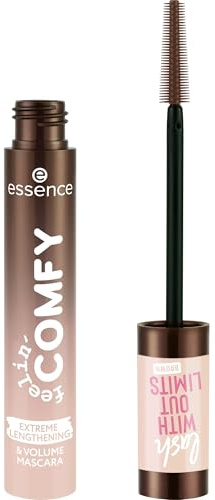 essence lash WITHOUT LIMITS BROWN EXTREME LENGTHENING & VOLUME MASCARA, Nr. 01, förlängning, naturlig, vegansk, utan mikroplastpartiklar, fri från nanopartiklar, utan parfym, 1-pack (13ml)