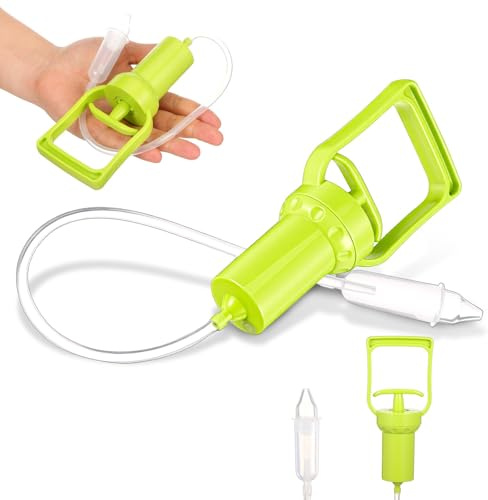 Manual Baby Nasal Suction Device for Infants, Pull-Push Cleaner | Abs, Fully Detachable Design, 10ml Syringe Included, Light Green Finish, Home Bedtime Care