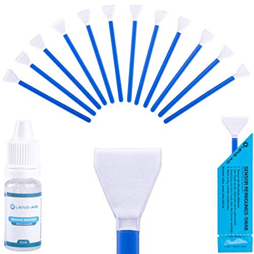 Lens-Aid Sensor Reinigungsset APS-C Kameras | Cleaning Kit mit 12x 16mm Swabs & Flüssig-Reiniger | Kompatibel mit Canon Sony Nikon Fujifilm Kamera