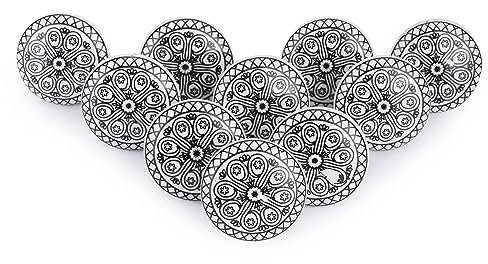 Ajuny Boutons de Porte en Céramique Noir et Blanc Peints à la Main Style Vintage pour Commode Tiroir Meubles Armoire Pull Placard Solide Armoires de Cuisine Poignées Bouton de Traction, Lot de 10