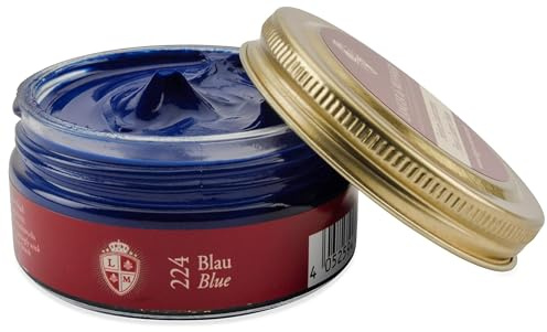 Langer & Messmer feinste Ledercreme zur Glattlederpflege - hochwertige Schuhcreme für die Schuhpflege 50ml | Für alle Glattlederschuhe geeignet | Blau