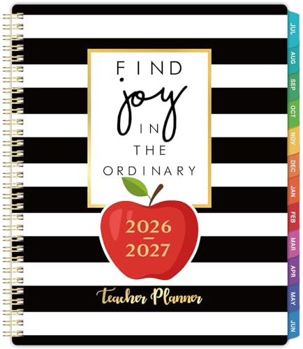 Teacher Planner 2026-2027 - Weekly & Monthly Lesson Plan Book, July 2026 - June 2027, 8.5 x 11, Academic Planner with Twin-Wire Binding for Teachers - Classic Black