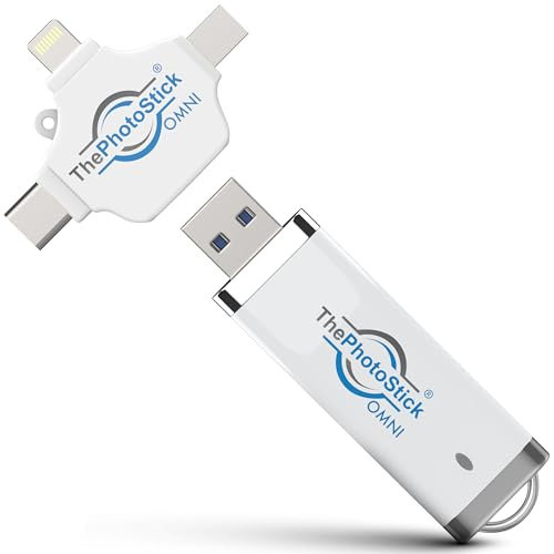 ThePhotoStick Omni 64GB USB Flash Drive & Memory Stick - Photo & Video Backup for iPhone, Android, Mac & PC - Multiport Connection for Easy Storage and Transfer of Files