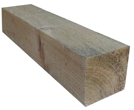 Generic Square Wooden Fence Post 4ft X 4 (1.2m X 100mm), 2 Pack, Pressure Treated, Green ACQ, Suitable for Most Fencing Types