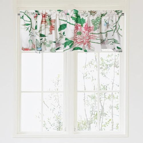 SUPERDANT Ricamo Fiori Finestra Mantovane Tende Ramo Foglie Mantovana Tenda per Finestra Cucina per Camera Da Letto Soggiorno Bagno Sala Da Pranzo