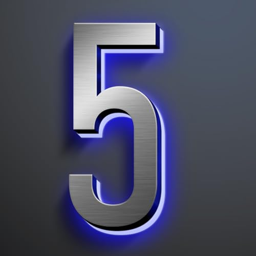 Números De Dirección LED Retroiluminados, Placa Iluminada Con Letreros De Números De Casa, Número De Casa Iluminado De Acero Inoxidable Para Exteriores.,10,5