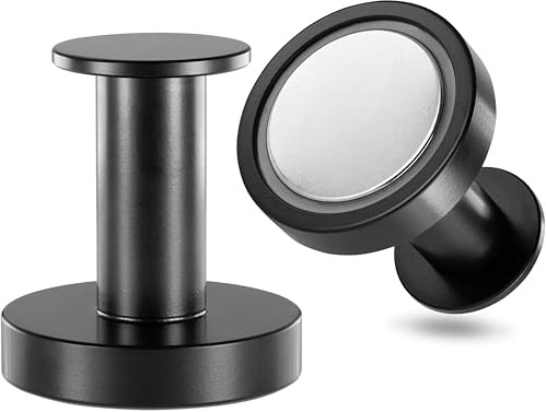 POPPSTAR Ganci magnetici rotondi extra forti per abiti nero opaco - Kit da 2 calamite neodimio con gancio extra forti, utilizzabili come ganci magnetici per vestiti, porta salvietta, portasciugamano