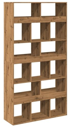 vidaXL Raumteiler, Raumtrenner mit 15 Fächern, Bücherregal für Wohnzimmer Büro, Wandregal Standregal Aktenregal, Artisan-Eiche Holzwerkstoff