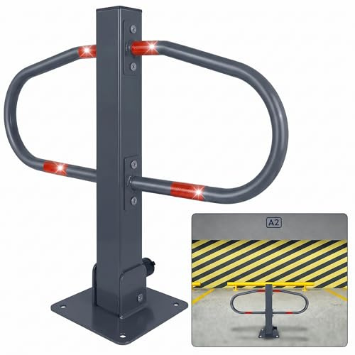 FIVMEN 1 pezzo Barriera per parcheggio pieghevole, pali di recinzione galvanizzati, barriere per parcheggio con chiavi, adesivi riflettenti, Dimensioni: 50x73x18 cm, Barriera per parcheggio per posti