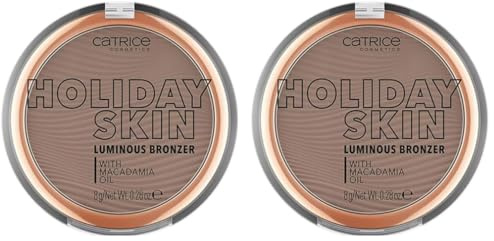 Catrice Holiday Skin Luminous Bronzer, Polvo Bronceador # 020 Off To The Island, marrón, nutritivo, alisador, con aceites, radiante, natural, vegano, resistente al agua, sin microplásticos (8 g)