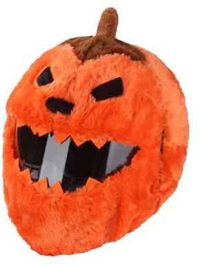 UNVOJL Halloween Pumpkin Motorcycle Helmet Cover Funny Pumpkin Helmet Covers Plush Cartoon Full Face Covers for Helmets