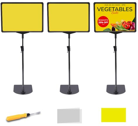BONJUME Présentoirs D'Information A3, 3PCS Supports D'affichage Hauteur Réglable De 38-65cm Supports A3 Porte-Affiches Présentoirs Pour Bureaux Boutiques Publicités Fêtes Menus